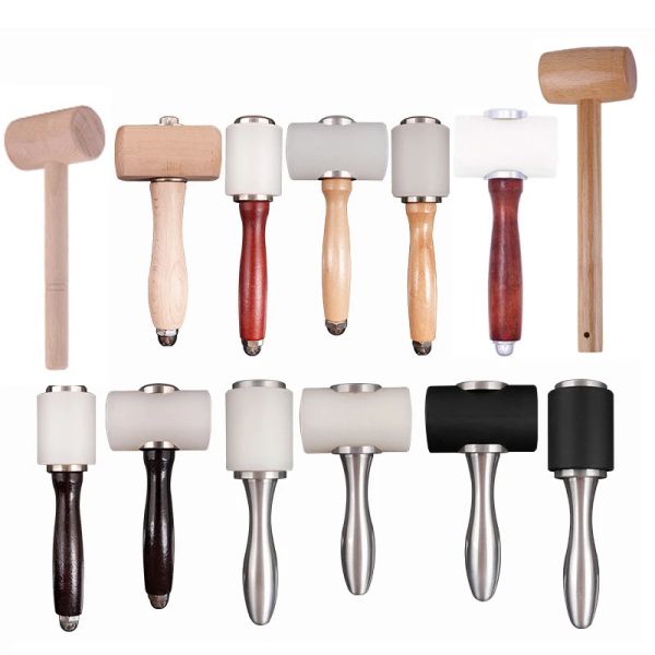 Marteau G40 16 Styles, artisanat du cuir, marteau à découper, manche en bois, maillet en Nylon, outils de coupe de poinçonnage pour estampage, couture du cuir de vache