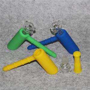Pipe à eau en silicone en forme de marteau bongs narguilé fumer pipes à tabac pipes à main en silicone