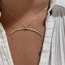 Gehamerde 925 zilveren grote maan kettingen handgemaakte sieraden goud gevuld hanger vintage choker kolye sieraden vrouwen boho ketting Q0531