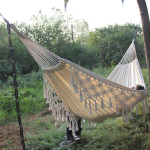 Hamac Boho Grand Brésilien Macramé Fringe 2 Personne Double Deluxe Hamac Swing Net Chaise Chaise Suspendue Intérieure Hamac Balançoires Y20301n