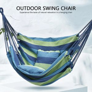 Hammock Camping Outdoor Furniture Hanging Rope Hammock Chair Swing Garden Hanging Hammock Swing Chair Lazy Bed With Pillow 240119