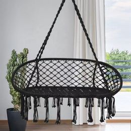 Chaise hamac suspendue swing corde, max 450 lbs, grande chaise suspendue macrame avec un kit de matériel supérieur avec un kit matériel