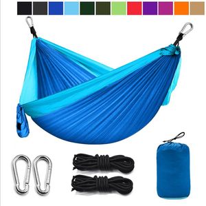 Hangmat Outdoor Parachute Doek Hangmat Opvouwbare veld Camping Swing Hanging Bed Nylon Hangmatten met touwen Carabiners