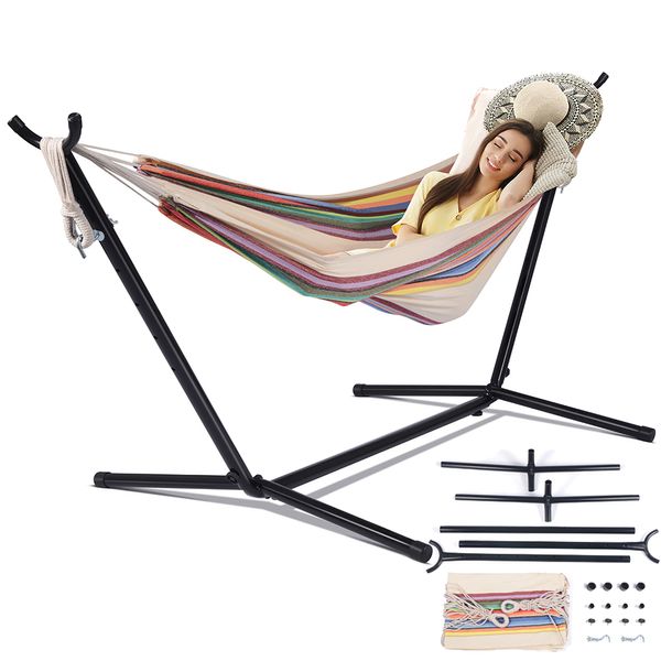 Hamaca con soporte Silla oscilante Cama Viaje Camping Hogar Jardín Cama colgante Caza Dormir Columpio Muebles para interiores y exteriores Z1202