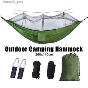 Hangmatten 1-2 persoon rotatie hangmat met muggen netto toeristen slapende hangmat outdoor camping hangmat ultralight 260x140cm Portableq