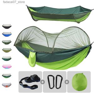 Hangmatten 250x120cm enkele en dubbel draagbare camping hangmat uitgerust met muggen netten bed pop-up eenvoudig geschikt voor wandelen in de achtertuin tijdens Travelq