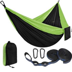 Hangmatten 270x140 cm Outdoor Parachute Nylon Camping Hangmat Dubbele eenmalige lichtgewicht hangende bed voor backpacken wandelreizen Beach