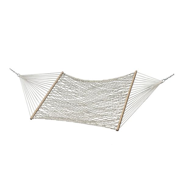 Hammocks 33670589 Hamaca de cuerda de algodón doble blanco natural duradera y resistente 13 lb 144.00 x 60.00 x 2.00 pulgadas 230923