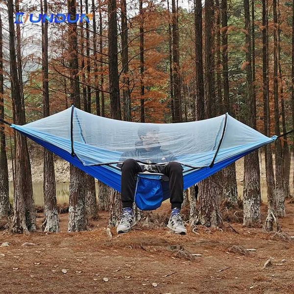 Hamacas apertura automática y rápida de la red de hamaca para mosquitos Hammock Hammock Hammock Swing Anti Roll Nylon Silla de nylon 260x140cmq