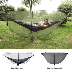 Hamacs Équipements de camping meubles de jardin extérieurs et terrasse anti-fenêtre Hamac Mosquito Net Silky Tente pour les filets de voyage à lit double