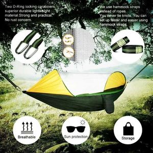 Hangmatten camping hangmat met net dubbele paraplu Hangmat zijn geschikt voor 500 pond ultra licht nylon hangmat gebruikt voor camping en wandeltripsq