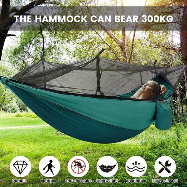 Hamacs de camping avec filet léger portable double parachute hamacs haute capacité résistance à la déchirure pour la randonnée dans le jardin 230804