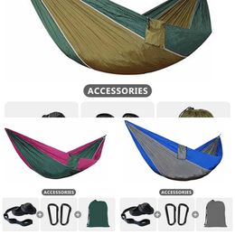 Hammocks Camping Parachute Hammock Single Portable Outdoor Indoor Nylon 220x90cm Swing para niños adultos para el jardín de aventuras H240530