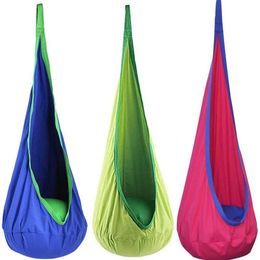 Hamacs Childrens Patio extérieur swing gonflable chaise suspendue portable en tissu de parachute courte