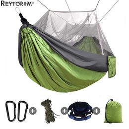 Hangmatten dubbele camping hangmat met muggen netto lichtgewicht nylon draagbare hangmat beste camping paraplu hangmat met boomstrapsq