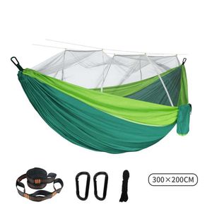 Hamacs Double Mosquito Net Hanger 300 200cm Plus taille Umbre-parapluie à l'épreuve extérieure Nylon Anti Rollover Car Camping H240530 BWF5