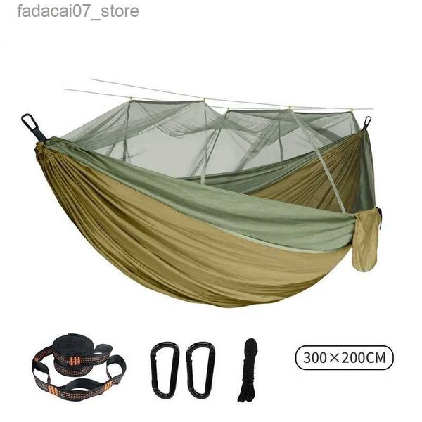 Hamacs Double Mosquito Net Hanger 300 200cm Plus taille Mosquito Proof Hanger Umbrella Fabric Nylon Anti Rollover Car Campingq1