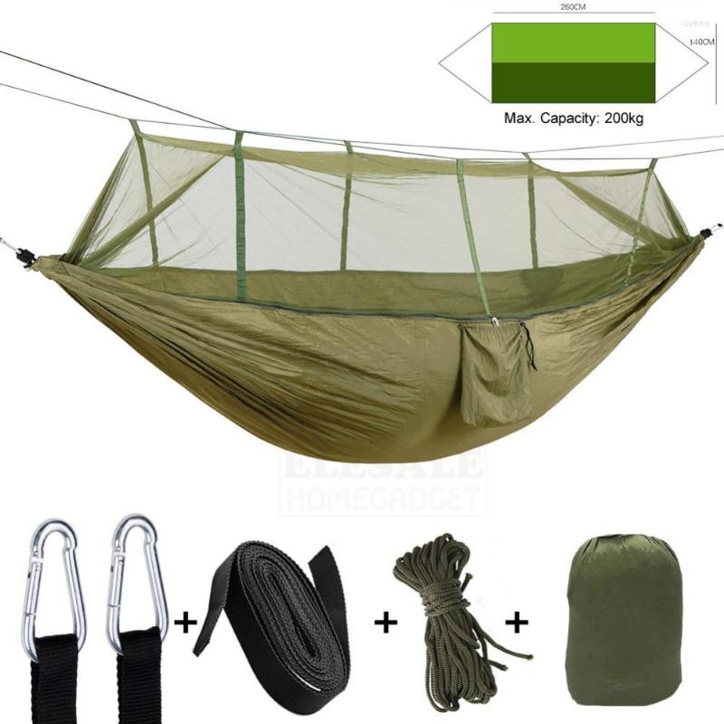 Hamacas caída doble persona paracaídas hamaca de nailon con mosquitera portátil viaje al aire libre Camping columpio cama colgante