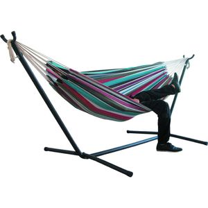 Hamacs Hamac 200x150cm lit de loisirs en plein air lit suspendu double couchage balançoire hamac camping chasse 20May12