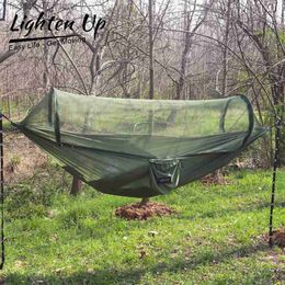 Hangmatten Lichtgewicht camping Hangmat met muggen Net Automatische Snel openen Nylon Hammock gebruikt voor Outdoor Mosquito Proof Hammockqqqqqqquit