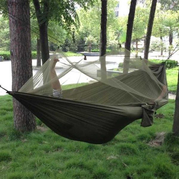 Hamacs Hamac de camping extérieur portable léger avec parapluie à haute résistance en moustique