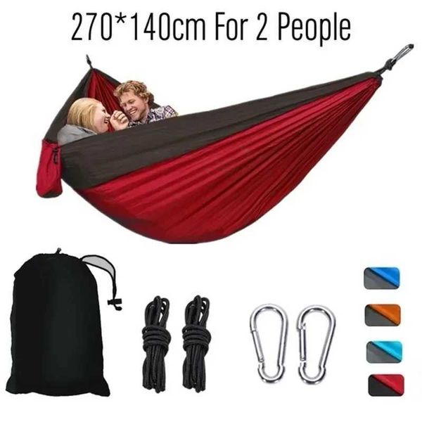 Hamacs Nylon Couleur assorti Hamac Outdoor Camping Ultra Light Portable Hammock pour la double personne extérieure récréative Swing Hammock