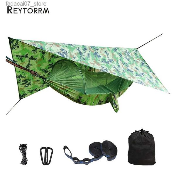 Hamacs OUTDOOR AUTOMATIQUE MOSTIQUE À ouverture rapide Tent de panier de suspension avec un panier de suspension à canopée imperméable Set Portable Pop-Up Voyage et Rose