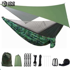 Hamacs Panier de camping en plein air équipé d'un armatin étanche moustique en tissu net