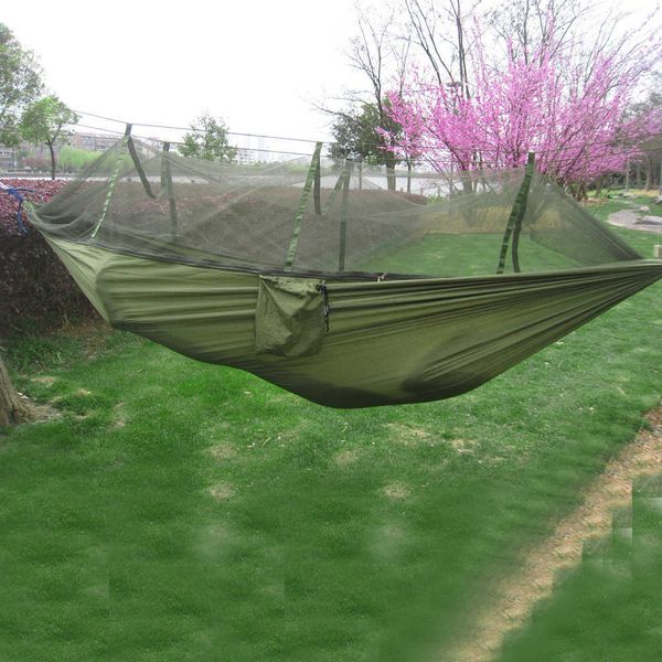 Hamacs de jardin de Camping en plein air, avec filet, auvent Portable pour personne, balançoire de sommeil suspendue avec sac de rangement