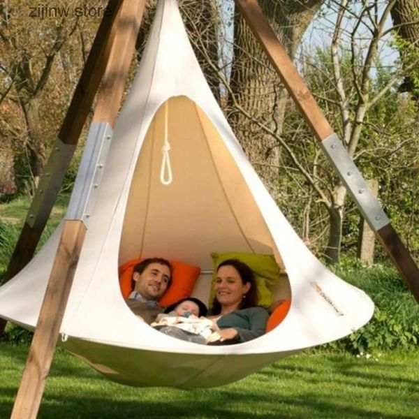 Hamacas Viajes al aire libre Camping Colgando Árbol Colgador Interior Patio de juegos para niños Columpio Silla colgante Tienda impermeable Y240322