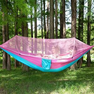 Hamacs Outdoor Ultra Light Camping Hammock 260x140cm Style Fabric Mosquito Net Hammock Travel and Leisure Portable Hammock Swingq