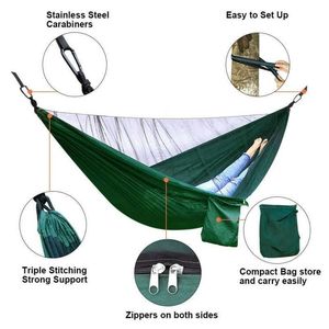Hamacs d'extérieur doubles, hamacs de Camping avec filet, léger et Portable, pour randonnée et Camping