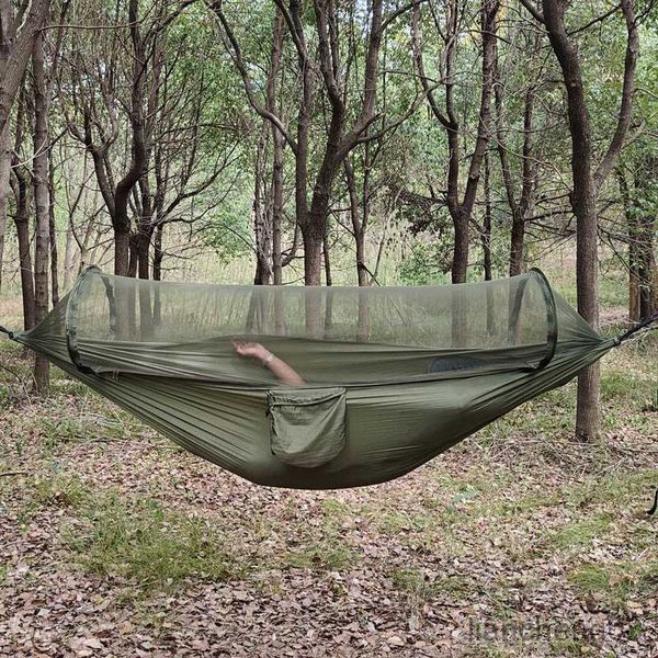 Hamacs personne Portable Camping en plein air hamac avec filet auvent haute résistance lit suspendu balançoire de couchage R230613