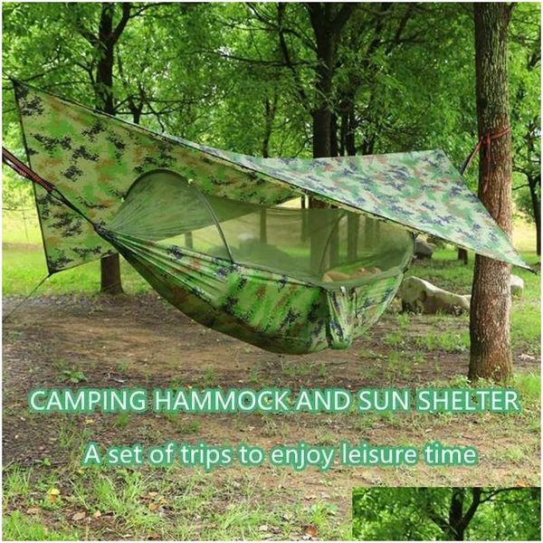 Hamacas Pop-Up Hamaca portátil con mosquitera y refugio solar Paracaídas Columpio Hamacas Lluvia Mosca Canopy Drop Delivery Home Gar DH1S3