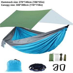 Hamacas Camping Camping Hammock Tent Turist Viajes Jardín al aire libre Swing para colgar colgando con toldos de lona impermeables Canopy H240530 34L3