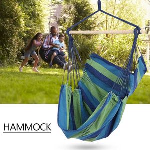 Hangmatten draagbaar canvas hangmat stoel swing indoor tuin sport huis reizen vrije tijd wandelen camping streep hangmat hangende bed