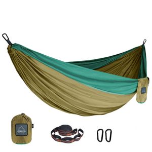 Hamacs Portable en Nylon Parachute tissu simple et Double taille Camping en plein air randonnée jardin hamac 231013