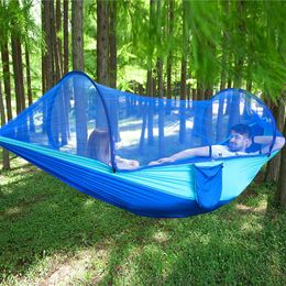 Hamacs Portable Camping En Plein Air Hamac 1-2 Personne Aller Balançoire Avec Moustiquaire Lit Suspendu Ultraléger Touriste Dormir Hamac 230804