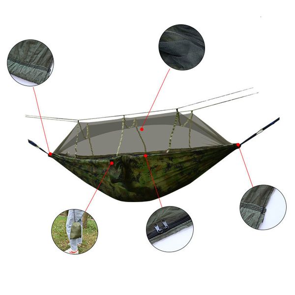 Hamacas Hamaca portátil para acampar al aire libre 1-2 personas columpio con mosquitera cama colgante hamaca turística ultraligera para dormir 230307