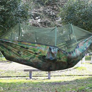 Hangmatten Draagbare Outdoor Reizen Camping Hangmat met Net Hoge Sterkte Hangbed Jacht Slapen Schommel