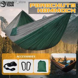 Hamacs Portable Parachute Pendant 260x140cm 24 Couleur 2 personnes Camping Survival Pendant intérieur en plein air pour le patio de jardin RIKINGQ
