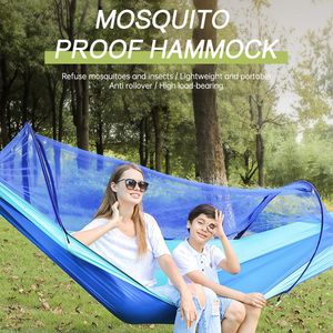 Hamacs Hamac de Camping extérieur amovible avec moustiquaire 1-2 personnes Parachute balançoire de jardin chaise suspendue lit de couchage Double Portable 230923