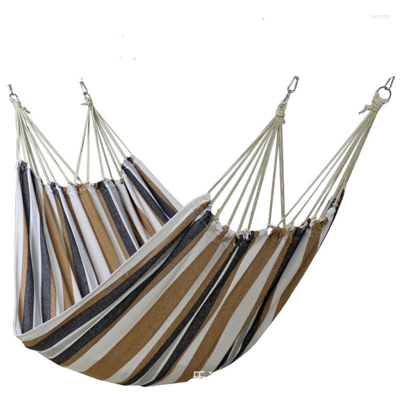 Hammocks EST Double Head Hammock Rollover Prevention Overdimensionerad inomhus utomhus svängande säng duk hängande stol 2 1,5 m / 2.2