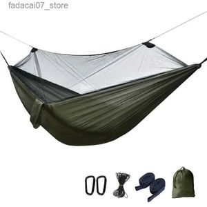Hangmatten ultralight camping hangmat muggen netto 280x140 cm natuurlijke wandel lucht tent strand swing balkon buiten draagbare slaap bedq