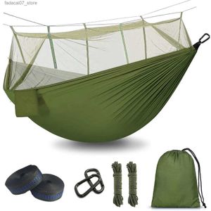 Hangmatten Ultralight Mosquito Net Parachute hanger met militaire groene muggentent mondstuk dat wordt gebruikt voor buitencampingtentje slaap gratis leveringq
