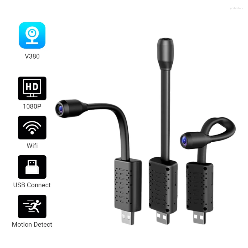 Hamrolte HD 1080p Taşınabilir Mini USB WiFi Kamera Auido Kayıt Hareket Algılama Bebek Monitörü Uzaktan Erişim V380