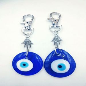 Hamsa main Antique argent porte-clés symboles juifs KabbalahGlass mauvais œil pour clés voiture sac charme porte-clés sac à main Couple clé Chai348H