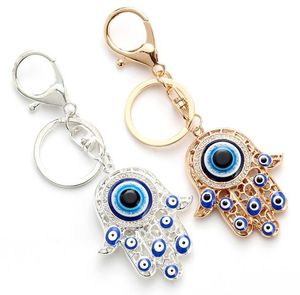 Hamsa main porte-clés mauvais œil paume pendentif porte-clés or argent couleurs pour femme cadeau