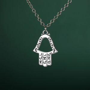Hamsa Hand van Fatima ketting hanger ketting voor mannen dames 14K witgoud Palm kettingen Turkse sieraden cadeau