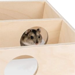 Hamster Wooden House Doptable Toit Petits animaux Hideout pour nain Accessoires de cage de hamster Nwarf